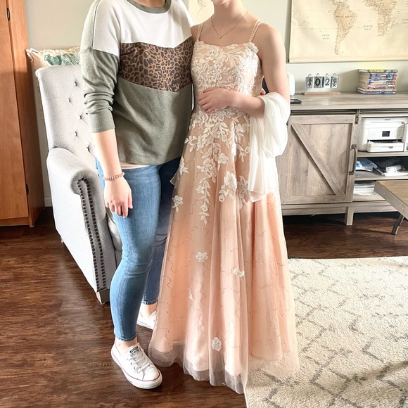 Beautiful Pink Floral Prom Dress - Picture 4 of 4